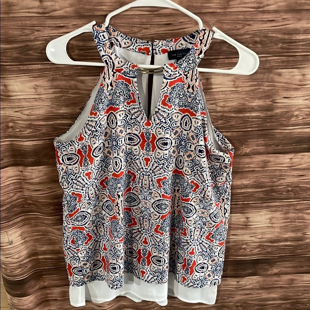 The Limited Blue and Orange Cut Out Sleeveless Tank Top